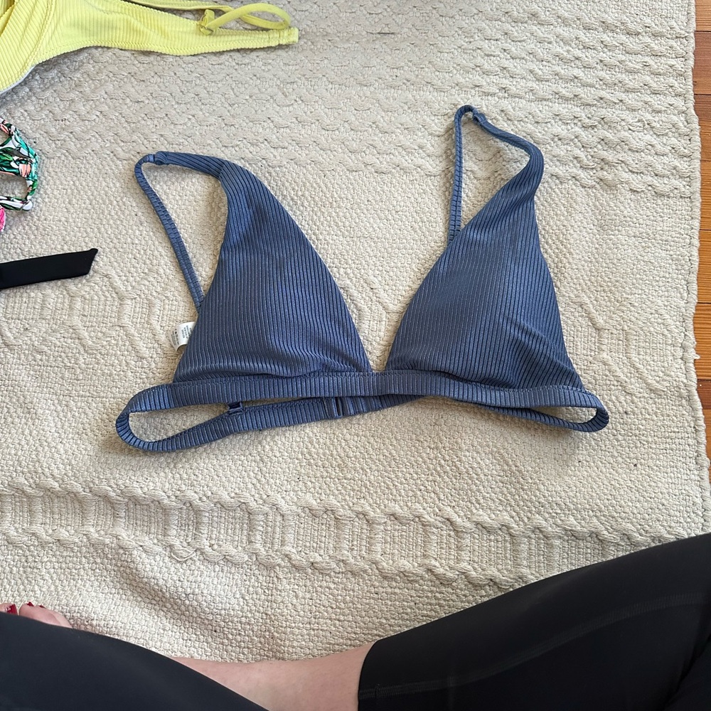 Aerie slate blue ribbed bikini top